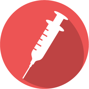 A graphic of a syringe