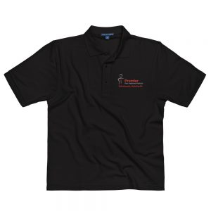A black polo shirt with the Premier Pain Treatment Institute logo on the front