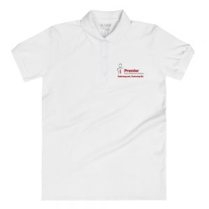A white polo shirt with the Premier Pain Treatment Institute logo on the front