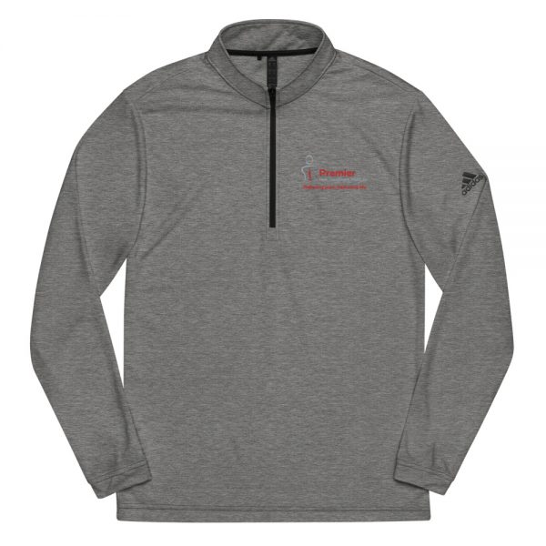 A long sleeve grey track jacket with the Premier Pain Treatment Institute logo on the front
